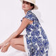 Women Mini Dress Hidden Fishes - Vilebrequin x Poupette St Barth Purple blue details view 3