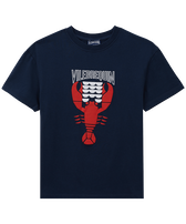 Boys Organic Cotton T-shirt Graphic Lobsters Navy front view