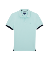 Men Cotton Pique Polo Shirt Solid Pacifico vista frontal