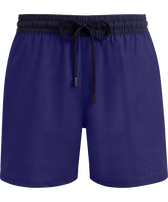 Pantaloncini mare uomo in lana Super 120' Purple blue vista frontale