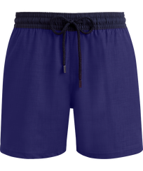 Pantaloncini mare uomo in lana Super 120' Purple blue vista frontale