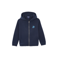Boys Hoodie Front Zip Sweatshirt Placed Back Logo Navy front view