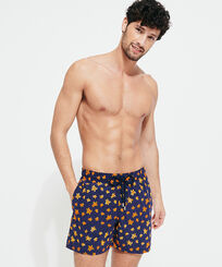 Men Embroidered Embroidered - Men Embroidered Swim Trunks Micro Ronde Des Tortues - Limited Edition, Navy front worn view