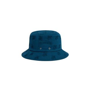 Embroidered Bucket Hat Turtles All Over Peacock front view