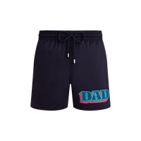 Bañador corto elástico con estampado Dad and Son para hombre Azul marino vista frontal