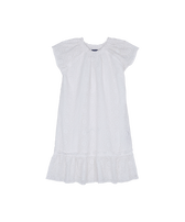 Vestido de algodón de niña con estampado Broderies Anglaises Off white vista frontal