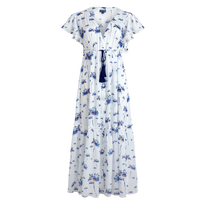 女士 Herbier 长款粘胶纤维连衣裙 Off white 正面图