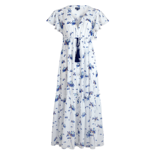 女士 Herbier 长款粘胶纤维连衣裙 Off white 正面图