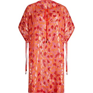 Women Square Silk Cover-up New Leopard Apricot front view