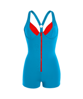 Maillot de bain une piece shorty femme contrasté - Vilebrequin x JCC+ - Edition limitée Piscine vue de face