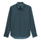 Camicia unisex estiva in voile di cotone Micro Tortues Rainbow Blu marine vista frontale