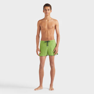 Men Linen Swim Trunks Solid Camouplage front worn view