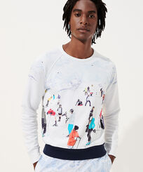 Men Cotton Sweatshirt Ski - Vilebrequin x Massimo Vitali Sky blue front worn view