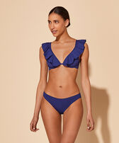 Women Midi brief Bikini Bottom Plumetis Ink front worn view
