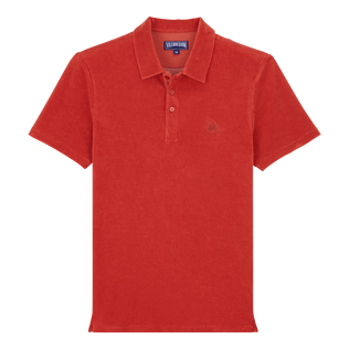 Men Terry Polo Solid Brick front view
