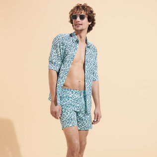 Bañador elástico con cintura plana y estampado Gulf Stream para hombre Thalassa detalles vista 1