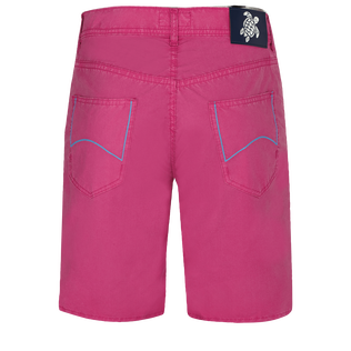 Men Tencel Bermuda Shorts Solid Crimson purple back view