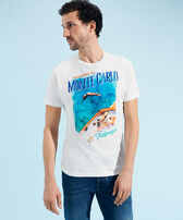 Camiseta de algodón con estampado Monte Carlo para hombre Off white vista frontal desgastada