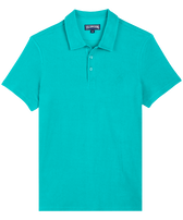 Men Organic Cotton Terry Polo Solid Tropezian green front view