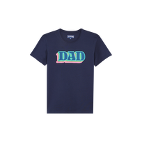 Camiseta de algodón orgánico con estampado Dad and Son para hombre Azul marino vista frontal