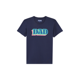 Camiseta de algodón orgánico con estampado Dad and Son para hombre Azul marino vista frontal