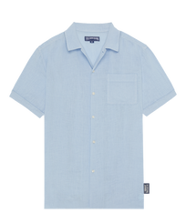 Men Linen Bowling Shirt Solid - Vilebrequin x Highsnobiety Chambray front view