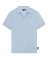 Men Linen Bowling Shirt Solid - Vilebrequin x Highsnobiety Chambray front view