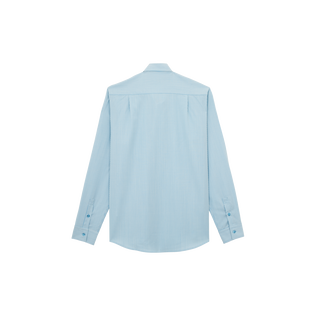 Men Wool Shirt Micro Rayures Tailoring Blue topaz back view