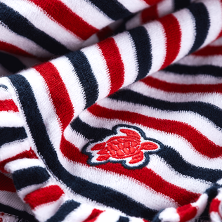 Girls Striped Terry Shorts White navy red details view 1