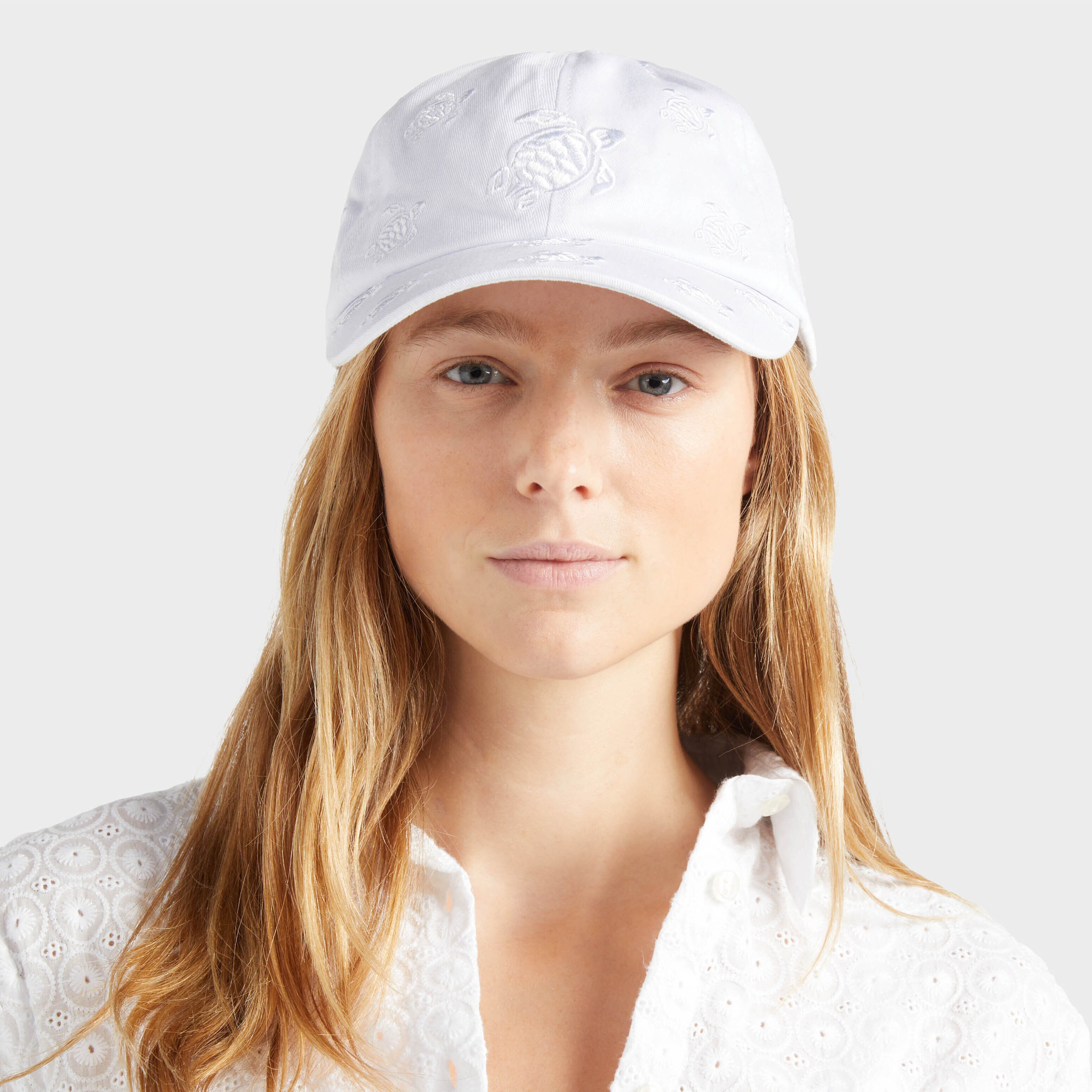 ☆HUMAN N CAT☆ Wind Washed Cotton Ball Cap White WIND WASHE Embroidered Cap Turtles All Over | Vilebrequin Men Accessories