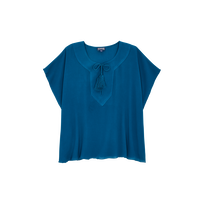 Camisa de viscosa de color liso para mujer Peacock vista frontal