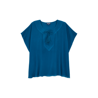 Camisa de viscosa de color liso para mujer Peacock vista frontal