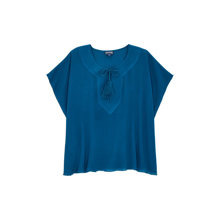 Vilebrequin Women Viscose Shirt Solid - Fritz - Blue - Size S