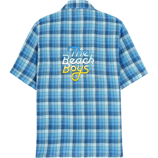 Men Bowling Shirt Checks - Vilebrequin x The Beach Boys Navy back view