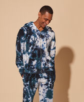 Sudadera con capucha y cremallera estampado Rough Ocean Tie & Dye para hombre Emerald vista frontal desgastada
