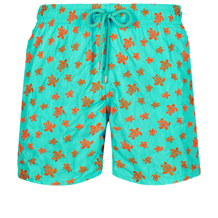 Men Swim Trunks Embroidered Micro Ronde Des Tortues - Limited Edition Lazulii blue front view