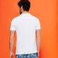 Men Organic Cotton Pique Polo Shirt Solid White back worn view