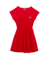 Vestido en tejido terry con estampado Flower Power para niña Lipstick vista frontal
