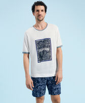 T-shirt en lin homme Poulpes Bicolores Off-white vue portée de face