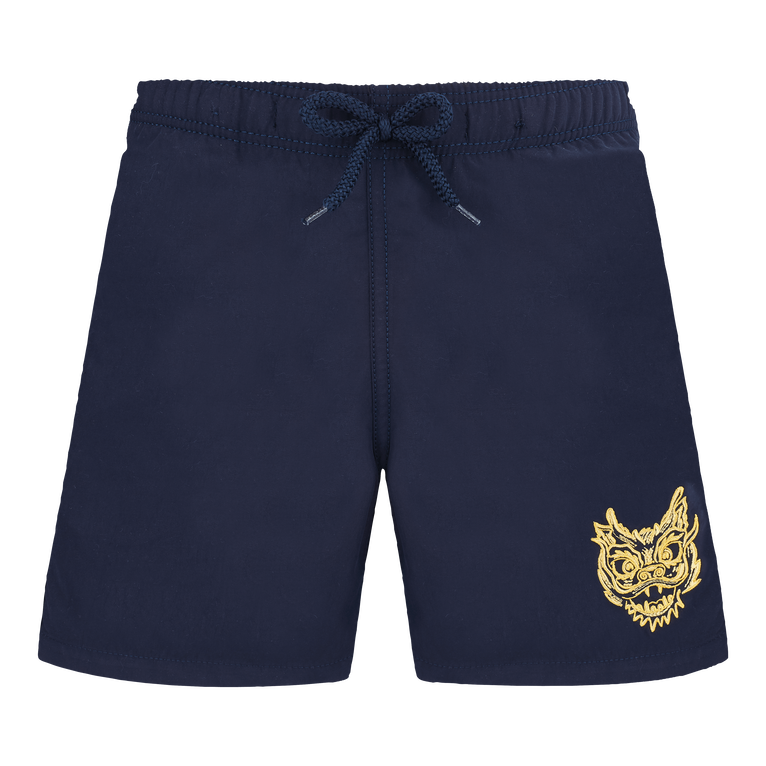 Pantaloncini Mare Bambino Con Ricamo Applicato The Year Of The Dragon - Costume Da Bagno - Jim - Blu