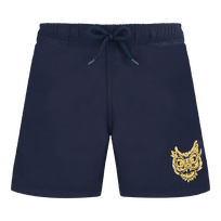 Pantaloncini mare bambino con ricamo applicato The Year of the Dragon  Blu marine vista frontale