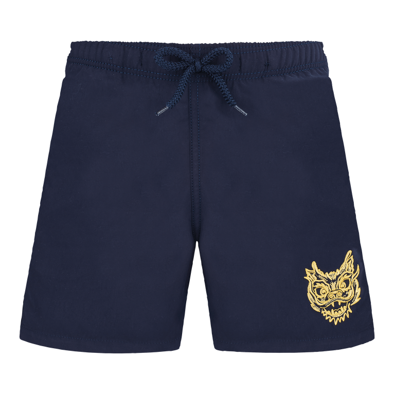 Boys Swim Shorts Placed Embroidery The Year Of The Dragon - Jim - Blue