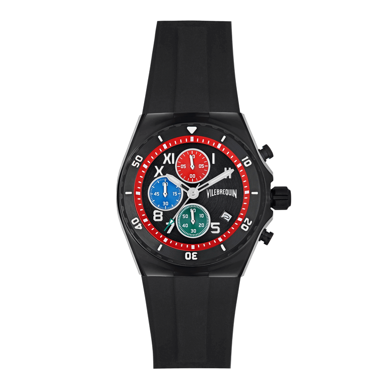Reloj Cronógrafo Negro Con Estampado Multicolore De Vilebrequin - Watches - Kronos - Negro