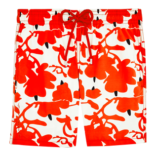 Men Swimwear Lantern Flowers- Vilebrequin x Donald Sultan White front view