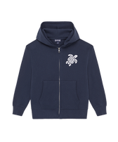 Turtle Baumwoll-Cardigan mit durchgehendem Reißverschluss Marineblau Vorderansicht