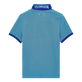 Polo en piqué de algodón de color liso y cambiante para hombre Celeste vista trasera