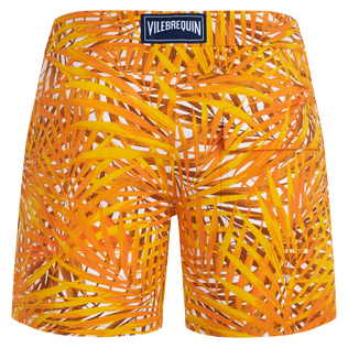 Men Stretch Short Swim Shorts Flat Belt Palm Leaves Mango back view