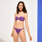 Top de bikini de corte bandeau con estampado Hypno Shell para mujer Azul marino detalles vista 4
