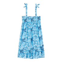Robe en coton fille Flowers Tie & Dye Bleu marine vue de face