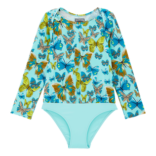 Bañador de una sola pieza con protección solar y estampado Butterflies para niña Laguna vista frontal